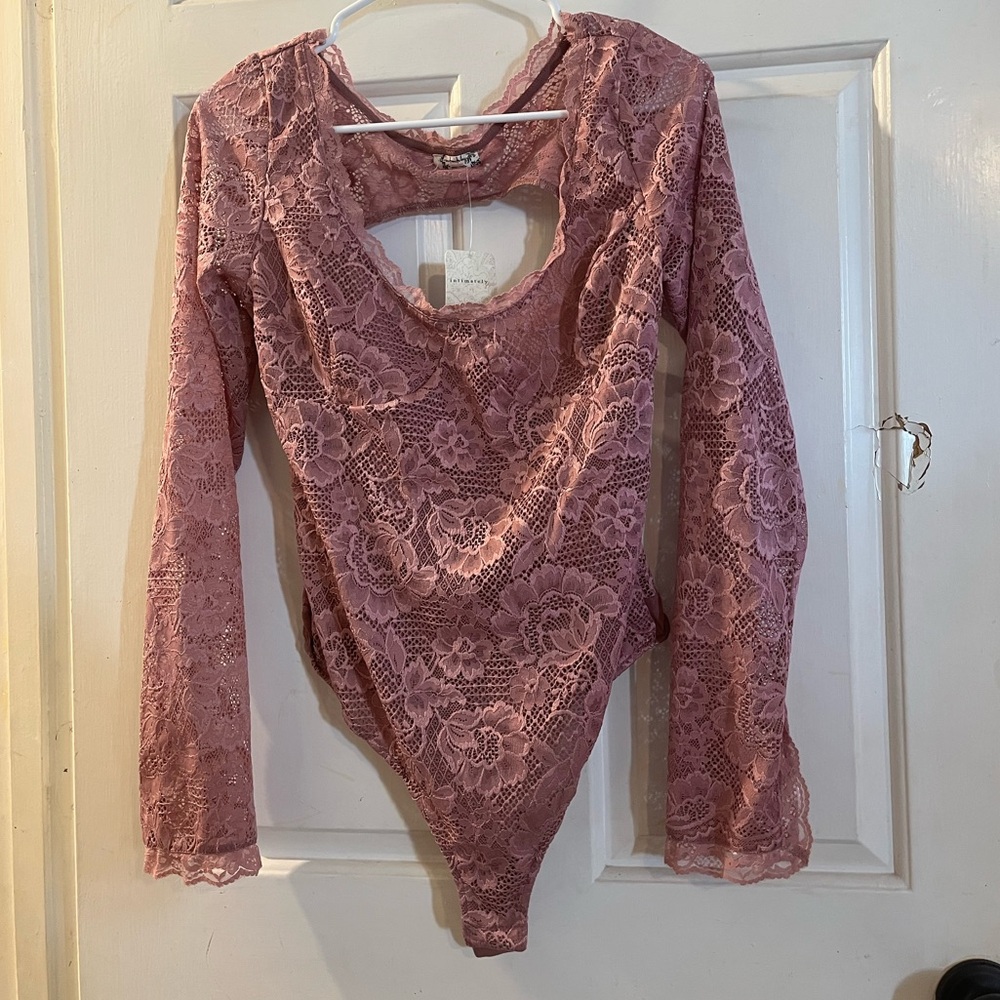 Free People Mauve Lace Bodysuit